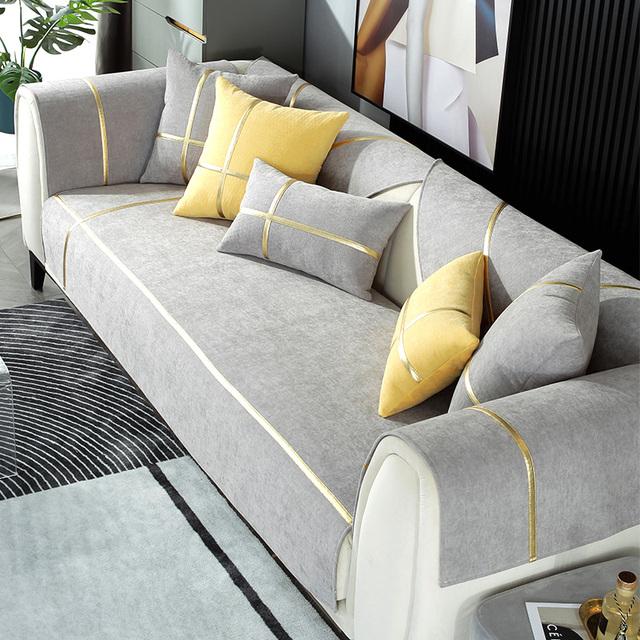 

Новый роскошный диван-полотенце с вышивкой, модный однотонный высококачественный чехол для дивана из синели, противоскользящие чехлы для диванов для гостиной 70x70cm 1pcs