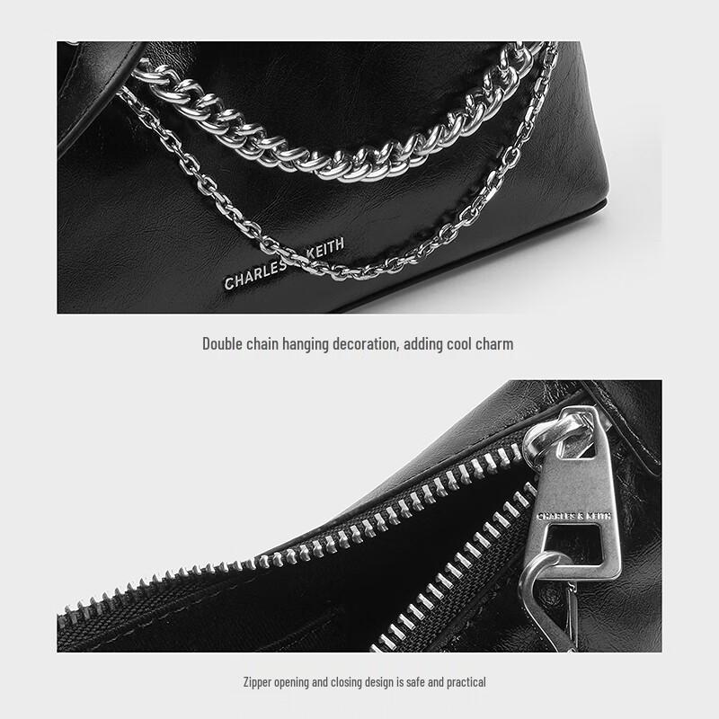 CHARLES&KEITH Pleated Zipper Shoulder Bag