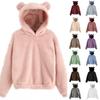 Dames Pluche Hoodie met Oren Warme Pullover voor Casual Winterkleding