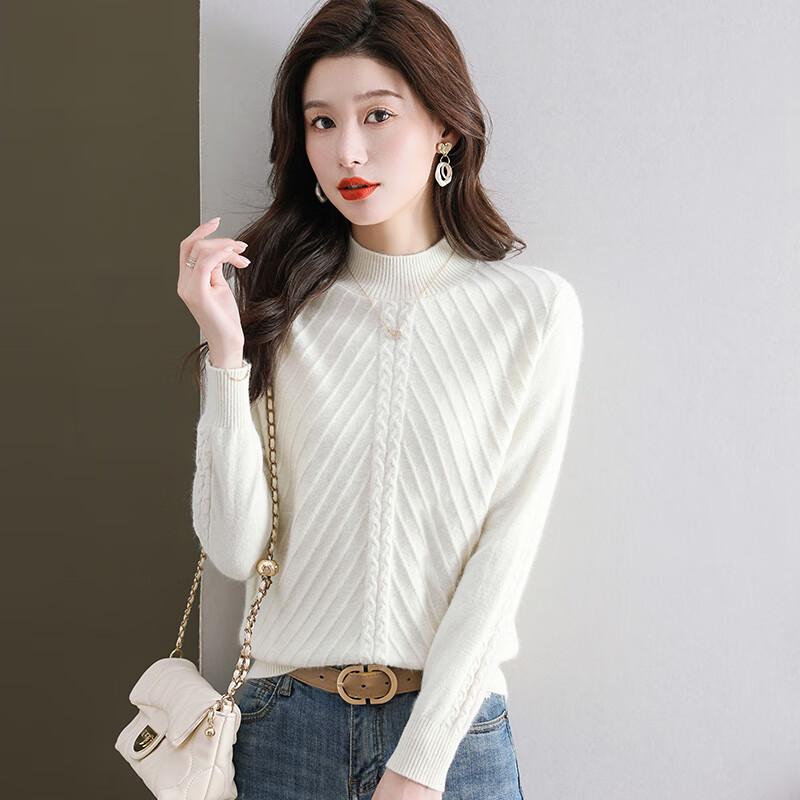 

Women s Semi-High Collar Warm Knit Sweater 4XL