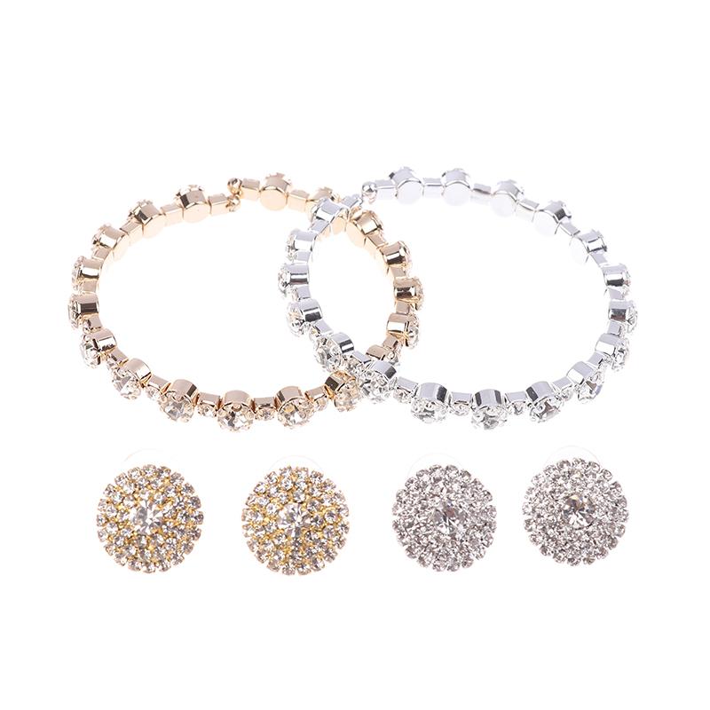 3Pcs Women'S Jewelry Set With  Multi-Layer Collars Necklace Earrings Bracelets Wedding Party Accessories