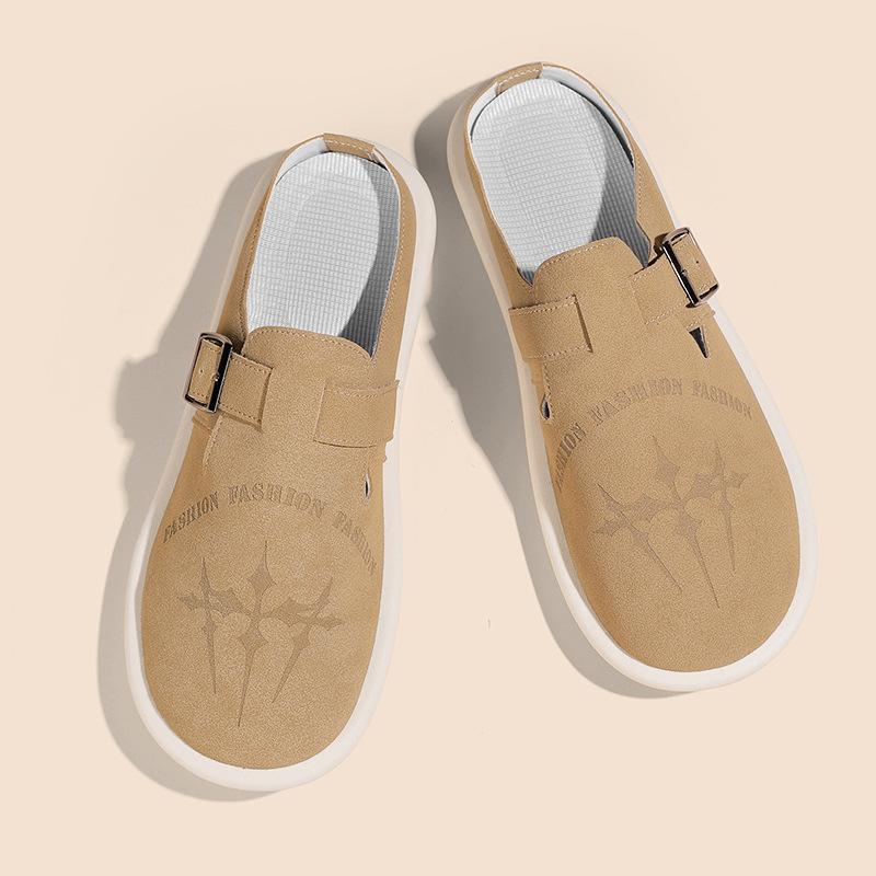 Men's Solid Color Baotou Half Drag Casual Daily Flat Heel Comfortable Breathable New Fashion Versatile Trend Men's Slippers