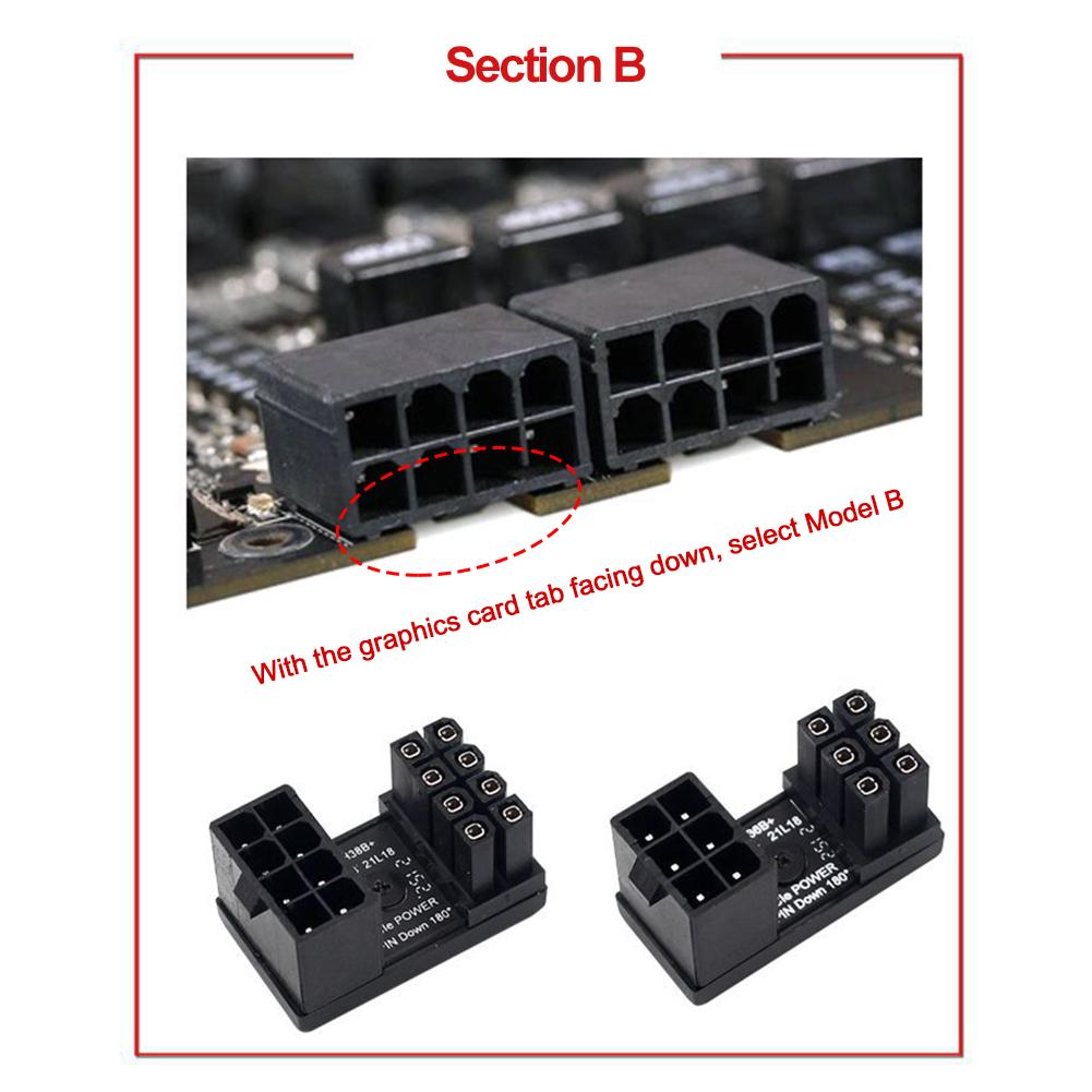 New ATX 8 Pin 6Pin To 90/180 Degree Power Plug Adapter Mainboard Motherboard Power Supply Cable Connector DIY GPU Adapter