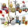 N501U-504U Medieval Castle Knight Building Blocks Figures Four Side UV Printing King Warhorse Weapons Accessories Toys Kid Gifts