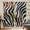 2pcs Tiger Light Filtering Curtains - Semi-Sheer Window Drapes with Rod Pocket   Black & White Animal Print Window Treatments for
