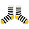 SNOOZY Striped Smile 3 Emoji Embroidered Socks (Navy Y)