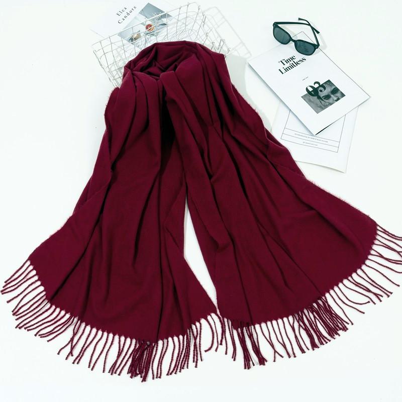 Autumn And Winter New Women'S Cashmere Scarf Solid Color Imitation Cashmere Pulling Scarf Thick Embroidery Cashmere Shawl