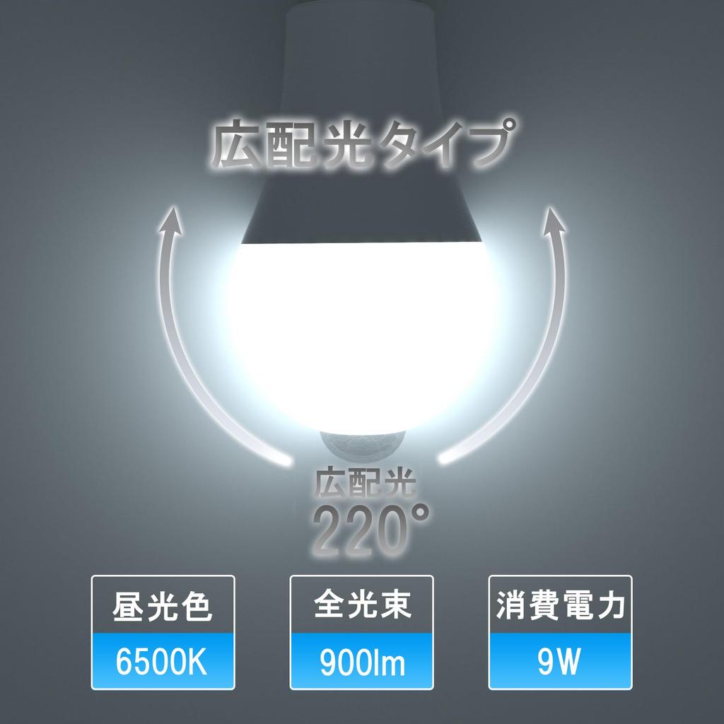 ORALUCE LED Light Bulb, E26 Base, Motion Sensor, 60W Equivalent, Daylight White 6500K, 9W, 900lm, Automatic OnOff, with Light Sensor, Prevents