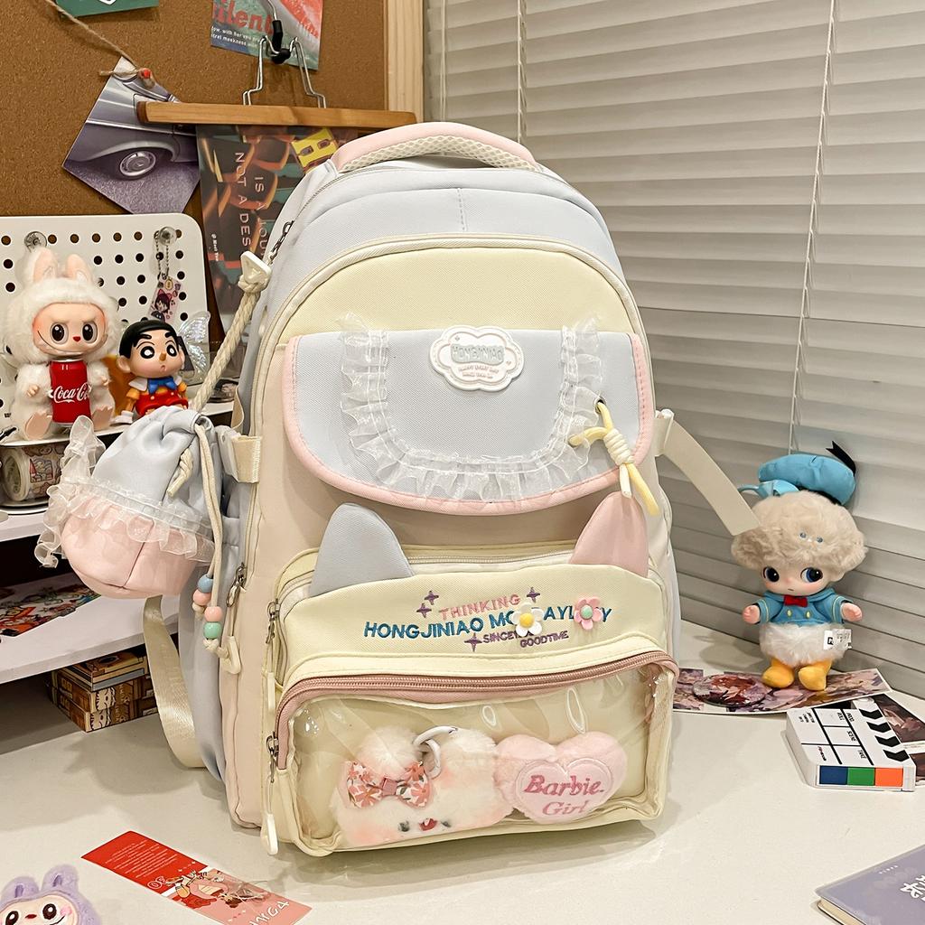 High-value junior high school student schoolbag female cute Japanese pain bag large food backpack light contrasting color backpack tide