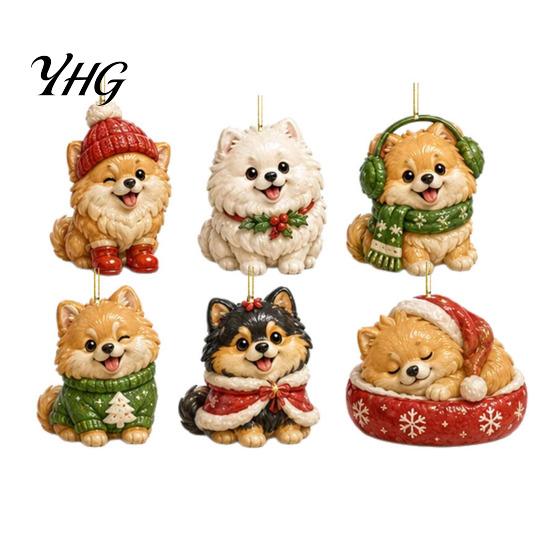 Reusable Holiday Pendant Cute Puppies Advent Calendar, 24 Days Christmas Countdown Calendar with 2D Tree Accessories Flat Acrylic Dog