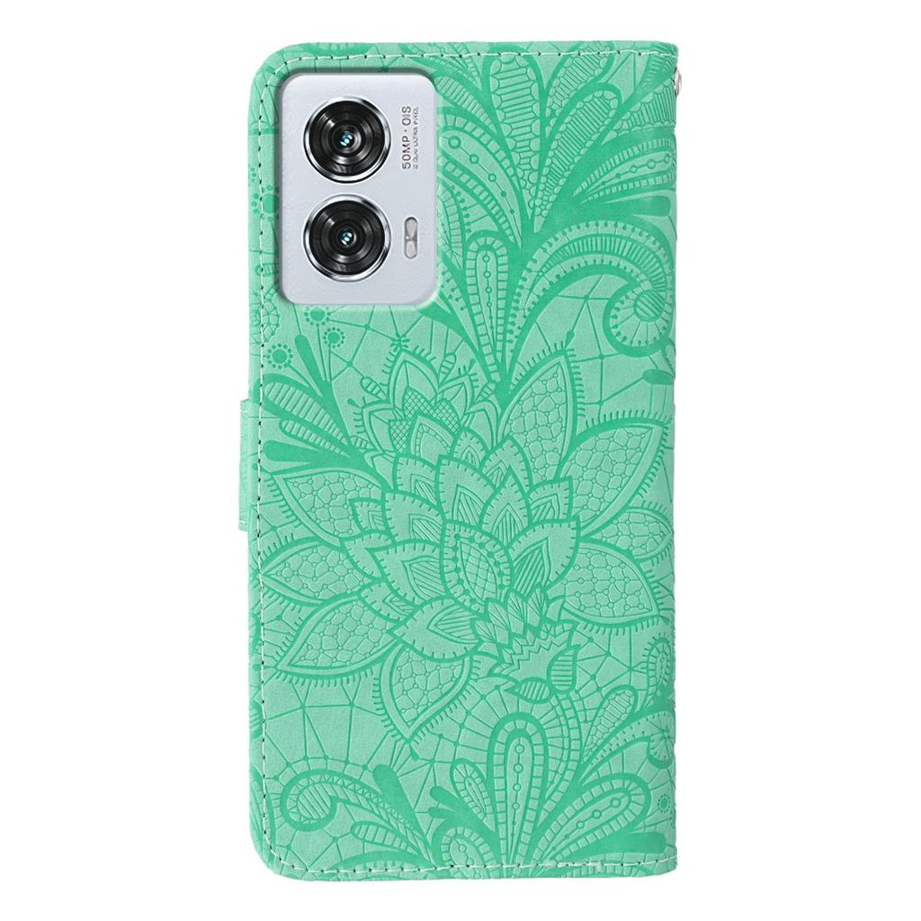 For Motorola Edge 50 Fusion 5G Case Lace Flowers PU Leather Flip Wallet Phone Cover