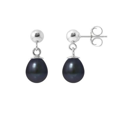 Ohrringe - - Komet - schwarze Zuchtperlen - 6-7 mm - 925 Silber