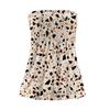 Women's Fashionable And Sexy Backless Elastic Floral Print Strapless Slimming T-shirt Top
