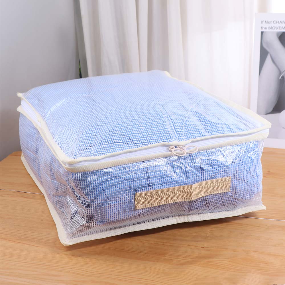 2Pcs PVC Clothes Quilt Storage Bag Transparent Foldable Blanket Pillow Storage Container Large Capacity Dustproof