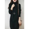 Pile collar warm bottom pullover sweater skirt women's autumn and winter new medium and long inner thick knitted sweater dress women