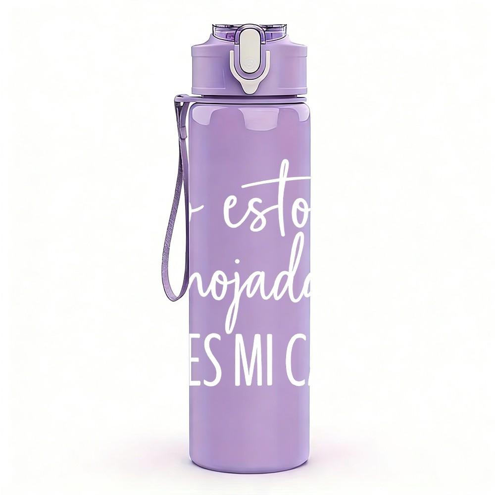 1PC Faint No Importada Text Pattern 750ml Color Plastic Sports Water Bottle Leakproof Flip Straw Lid Suitable for Sports Office Home Use