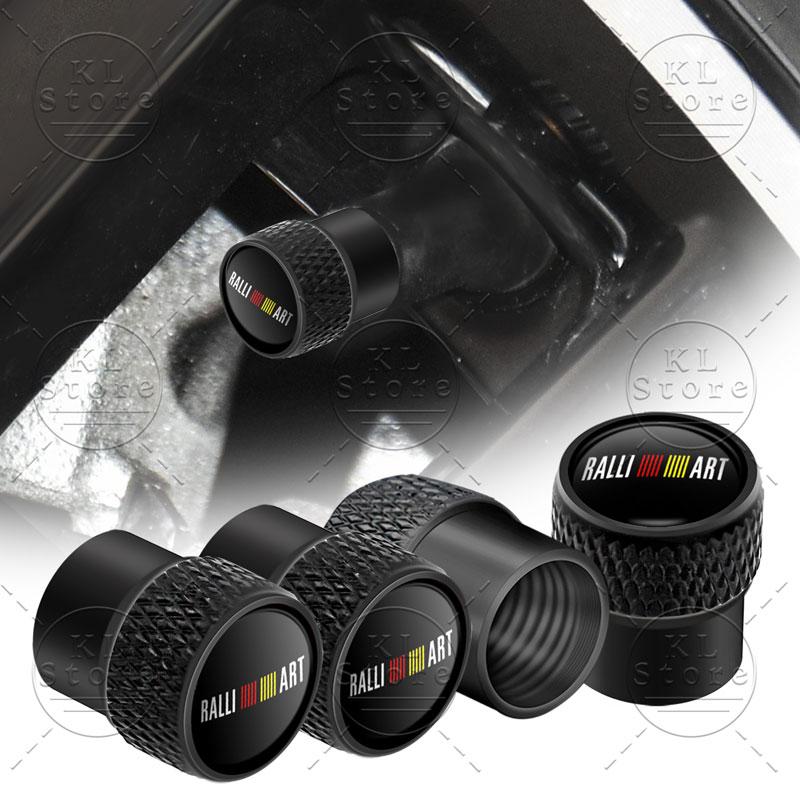 4 stuks Auto Styling RalliArt Embleem Wiel Band Ventieldopjes Stuurpen Hoes Stofkappen Voor Mitsubishi RalliArt Lancer 9 10 Asx Outlander