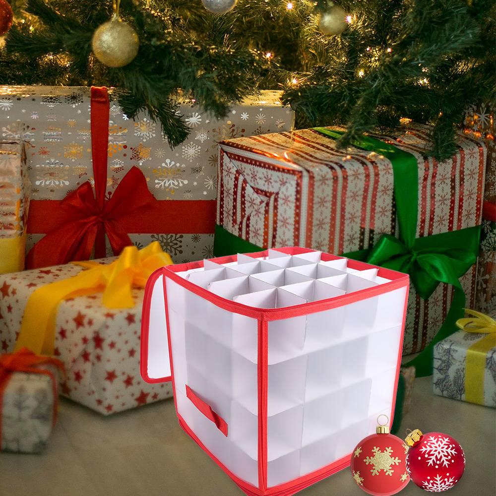 64-Grid Christmas Ball Storage Containers Translucent Xmas Ornament Storage Box  Holiday
