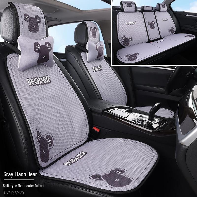 Universal Cartoon Linen Car Seat Cushion - Warm, Stylish, Four Seasons Comfort