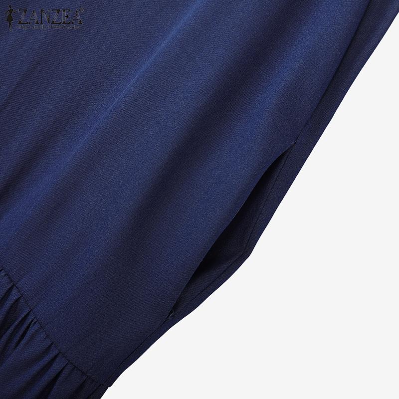 ZANZEA Women Casual Round Neck Half Sleeve Loose Dress