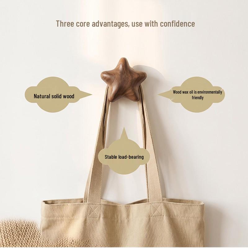 Solid Wood Moon, Star & Cloud Coat Hook for Hallway or Bedroom