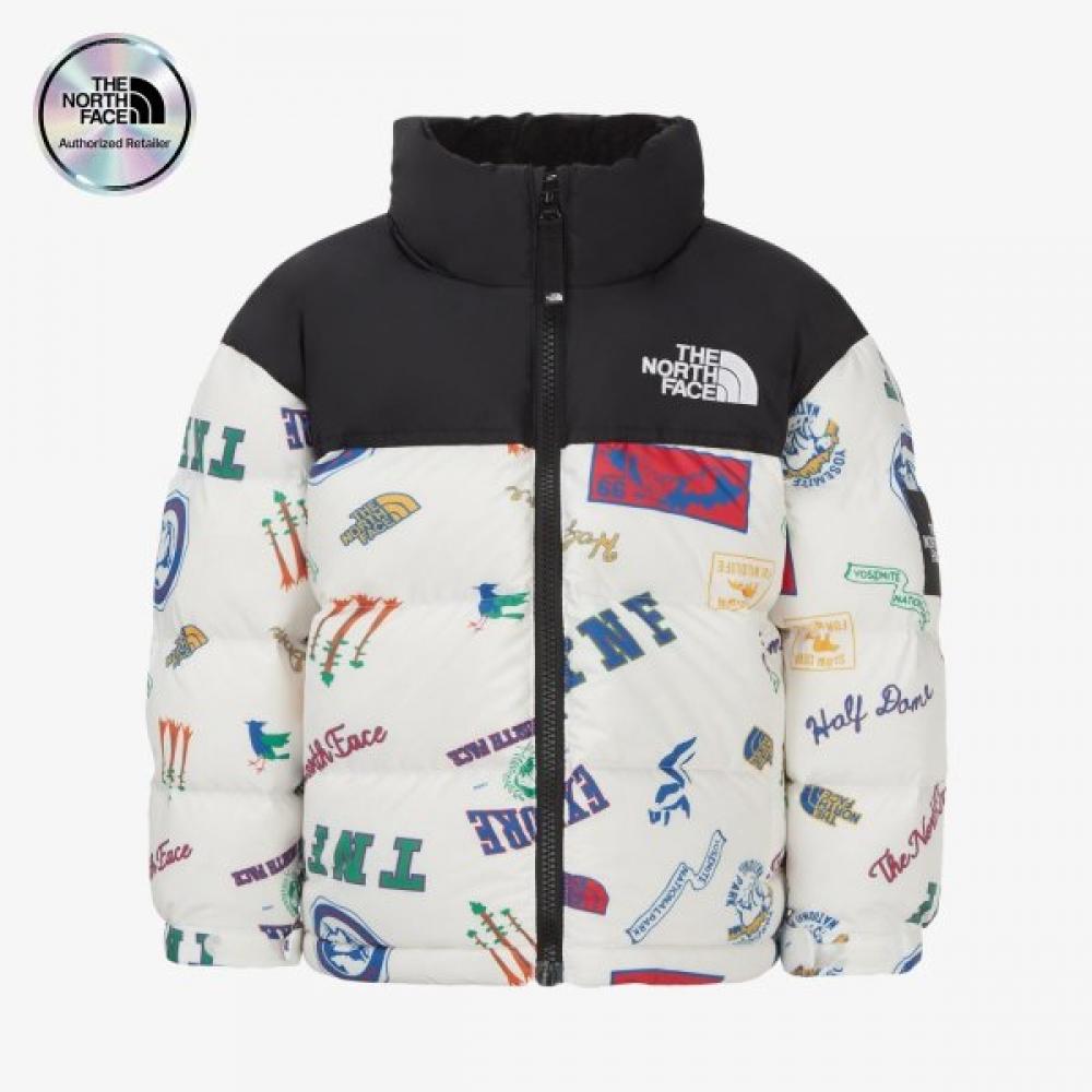 The North Face Kids Print Nuptse Jacket Wht Nj1dr65t WHITE/110