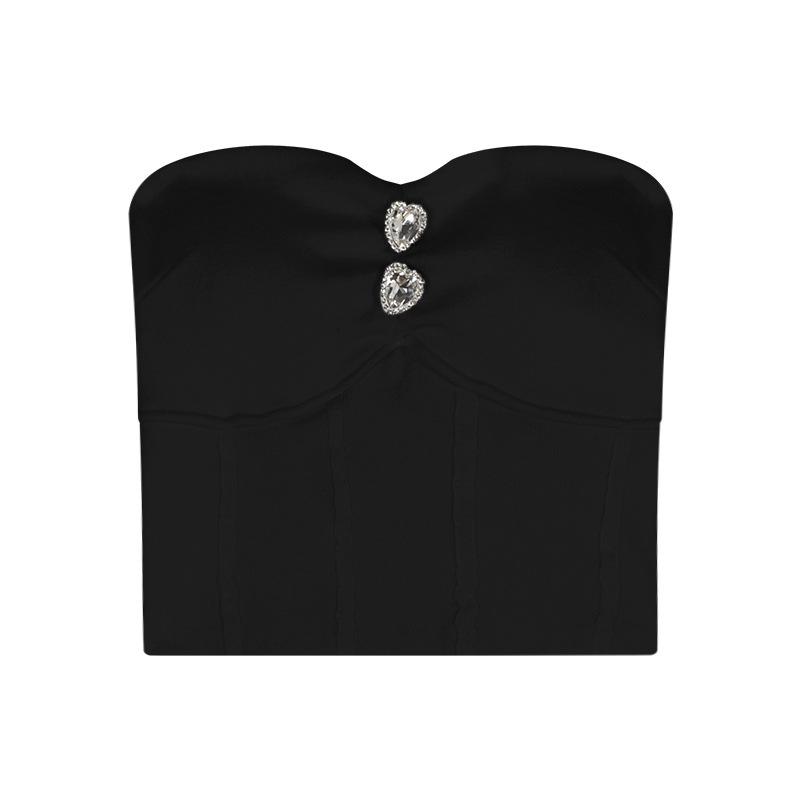 Women s Strapless Bandage Tube Top - Spring/Summer Slim Fit Medium чёрный