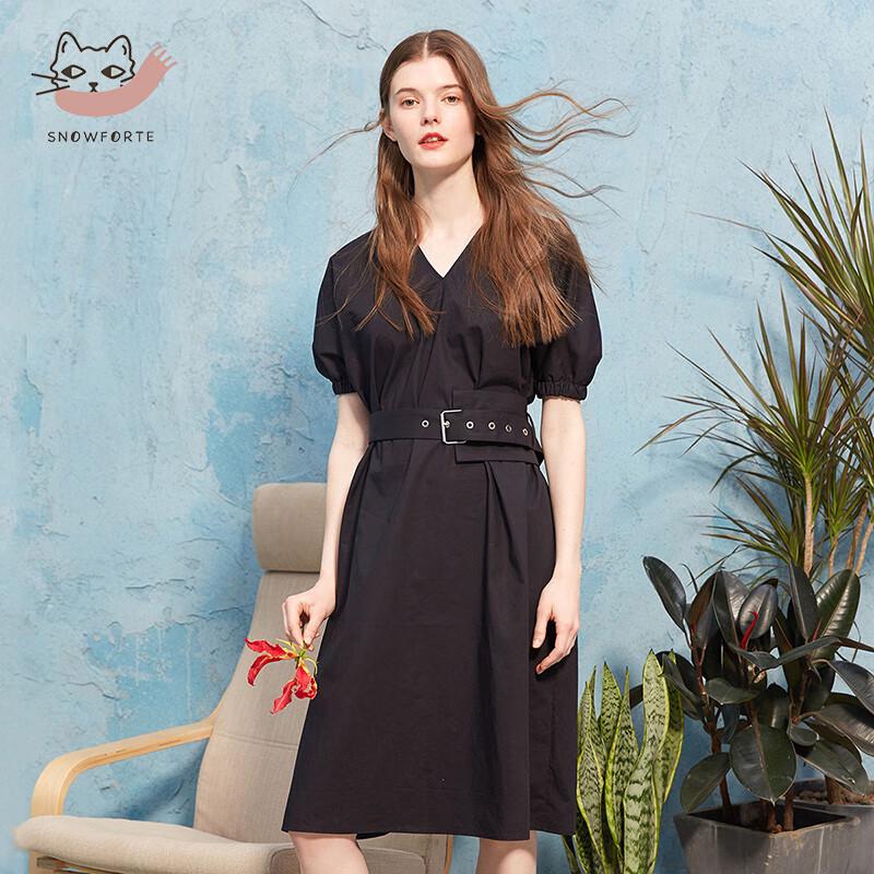 

Sinuofude 100% Cotton V-Neck A-Line Midi Dress S (160)