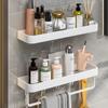 Bathroom Shower Storage Rack Shelf White All-match Convenient Perforation-free Wall Hanging Simple and Good-looking