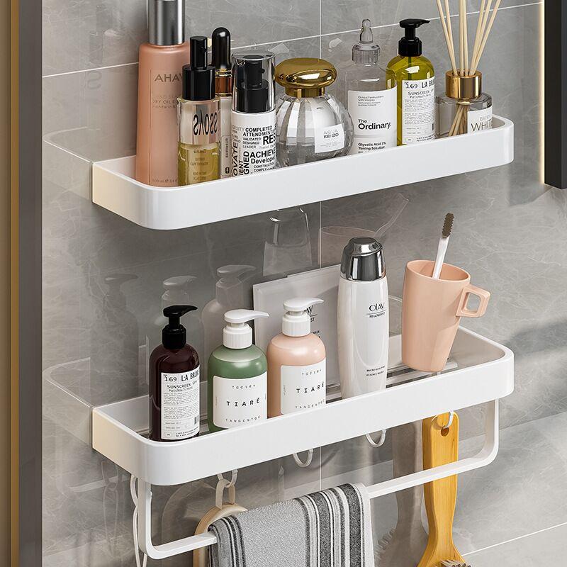 Bathroom Shower Storage Rack Shelf White All-match Convenient Perforation-free Wall Hanging Simple and Good-looking