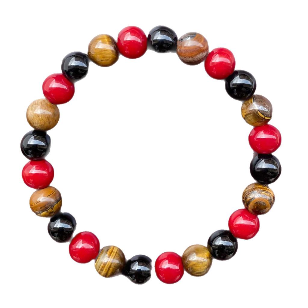 8mm Amazon Tiger's Eye, Obsidian and Redstone Beads, Personalized Jewelry for Men and Women