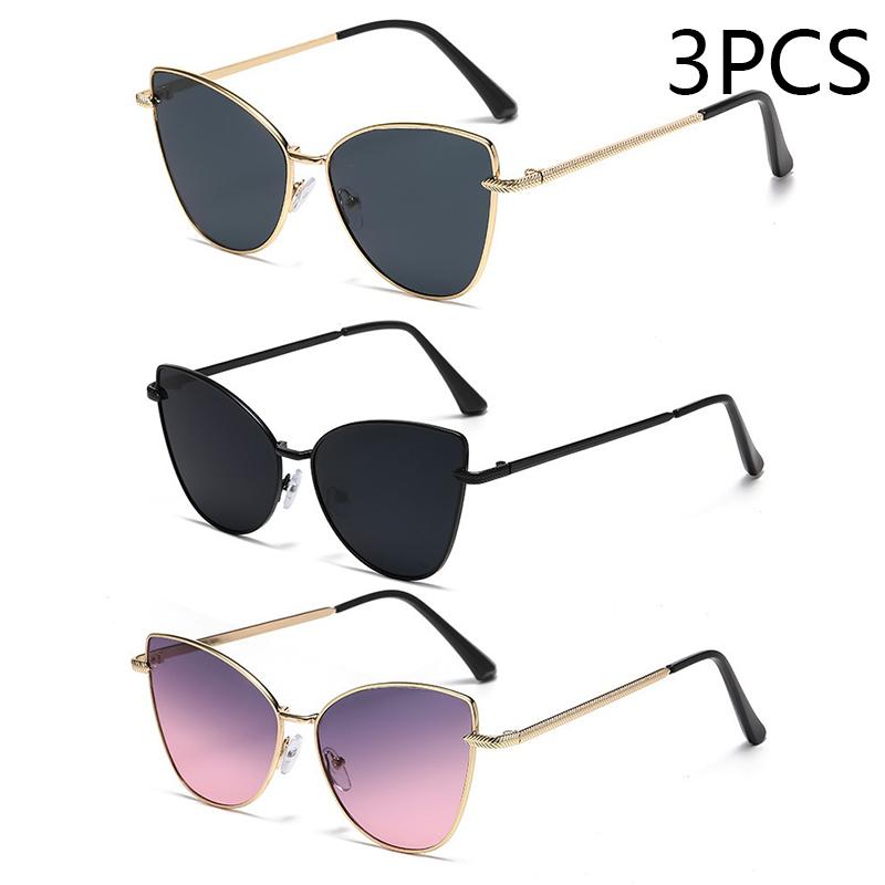 New Retro Metal Small Frame Cat-eye Sunglasses Womean Style European And American Fashion Street Photo Decorative Sungla Uv400