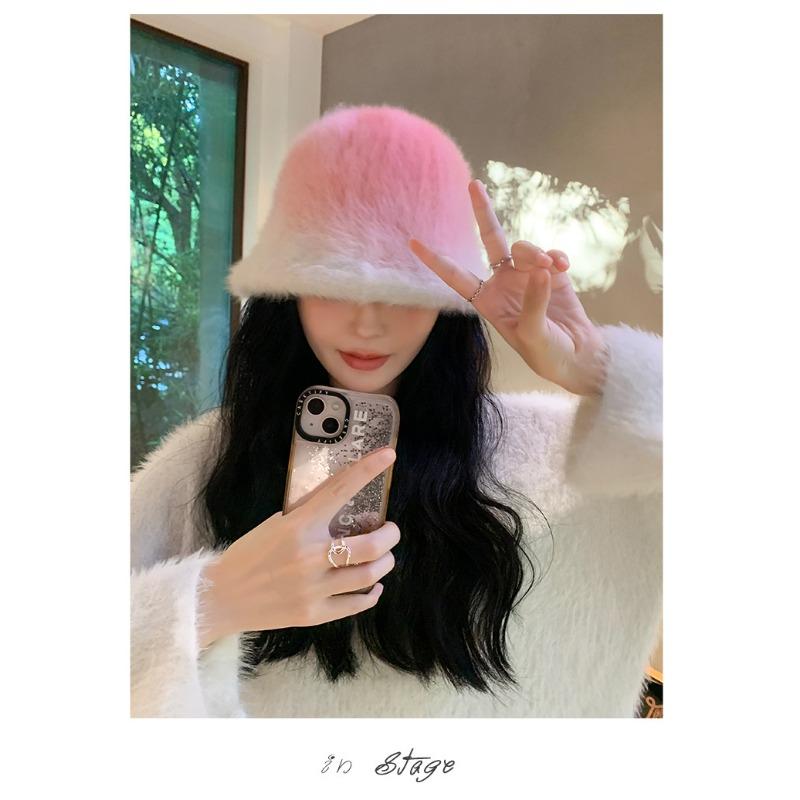 Gradient Colored Hat, Children's Winter Warm Hat, Bucket Hat