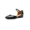 Krazing Pot Cow Skin Round Toe Low Heels Summer Shoes Big Size 42 Ankle Straps Women Pumps