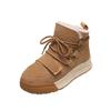 Winter Snow Boots Women Genuine Cow Leather Artificial Wool Solid Color Lace-up 2025 Warm Ladies Shoes Handmade
