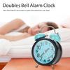 Double Bell Ultra Silent Mechanical Alarm Clock Quartz Movement Desk Table Night Watch(Blue)