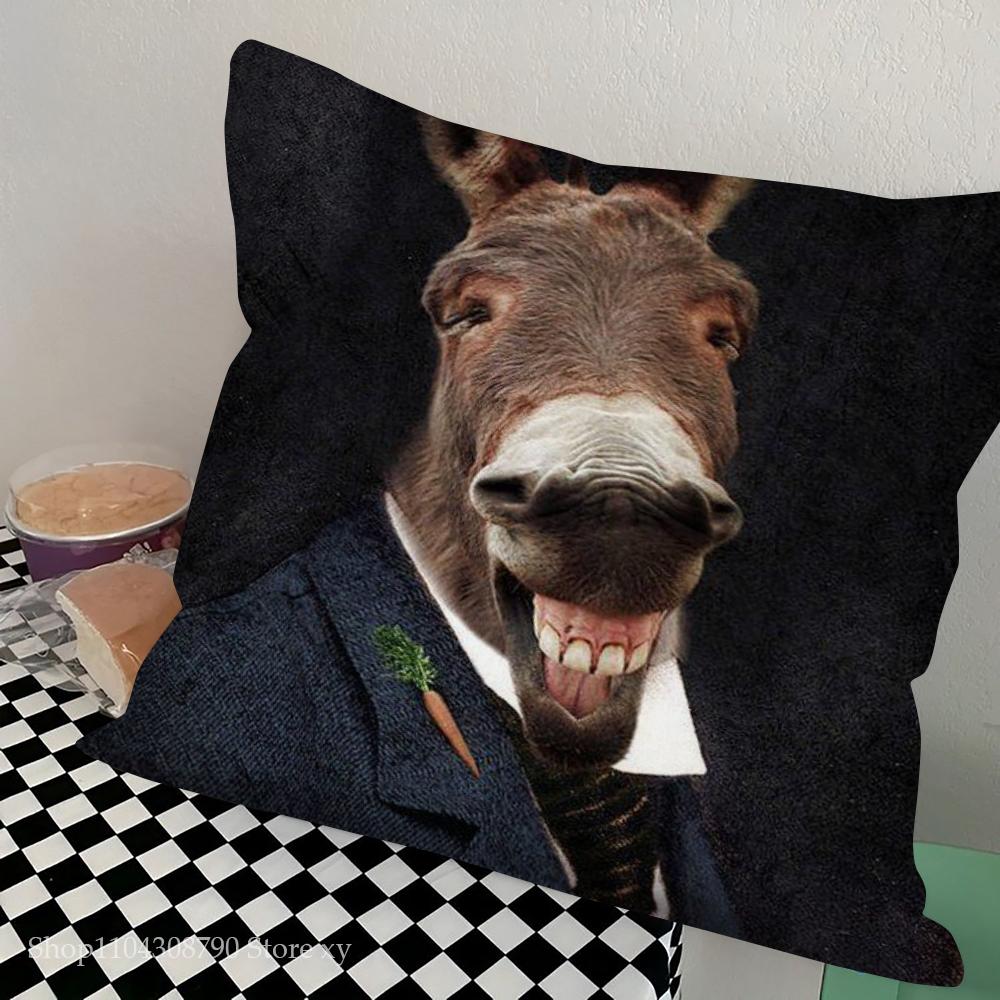1 Stück Abstrakt Lustiges Tier Esel Kissenbezug Quadrat Schlafzimmer Sofa Freizeit Komfort Kissen Auto Wohnzimmer Heimdekoration
