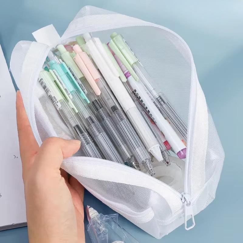Mesh Cosmetic Bag Mesh Makeup Bags Transparent Mesh Zipper Pouch For Offices Travel Storage Bags Toiletry Bags Makeup Pouch