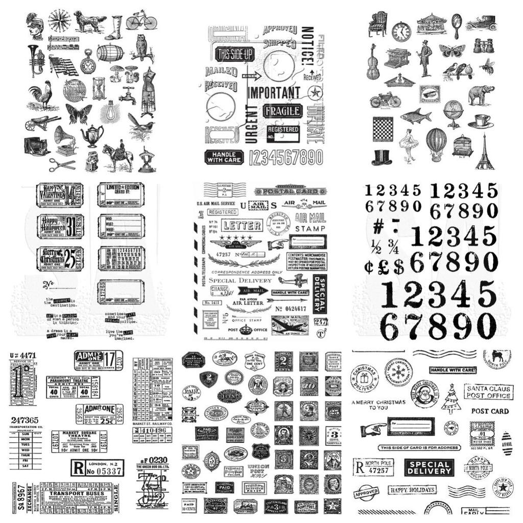 Christmas Cartoon Retro Stamp Cut Transparent Stickers for Journal Decoration DIY