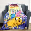 1pc Adventure Time Flannel Throw Blanket Lightweight Soft Warm All Season Blanket for Sofa, Bed, Travel,L1029045
