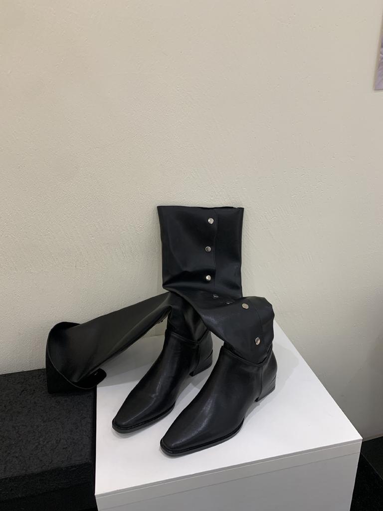 Coarse heel French pointed boots women's boots 2026 new tall pleated stacked knight boots