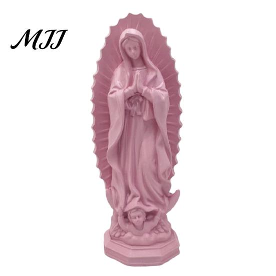 Unikalne Akcenty Biblioteczki Statua Religijna Matki Bożej z Guadalupe, Figurka Dziewicy Maryi, Rzeźba z Żywicy, Dekoracje do Kącika Kawowego Inspirująca Sztuka dla