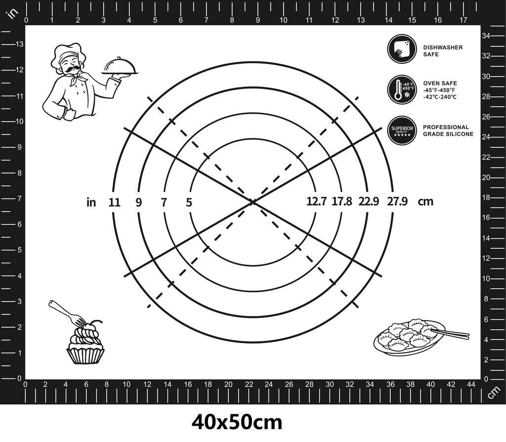 Silicone Baking Mat Non Stick Non Slip Kneading Dough Mat Pizza Cake Sheet Liner Kitchen Cooking Bakeware Table Mats Pastry Tool