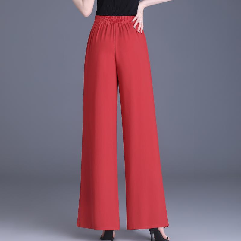 Summer Chiffon Wide Leg Trousers Women Fashion High Waist Pants