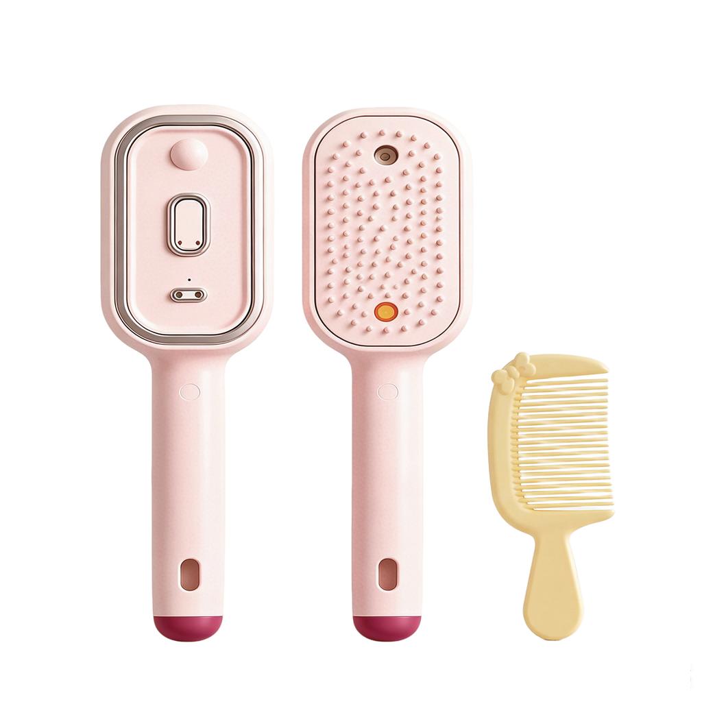 Hair Brush with Spray and Scalp Massage, Rechargeable -Static Cushioned Detangling Comb for Smooth Hair