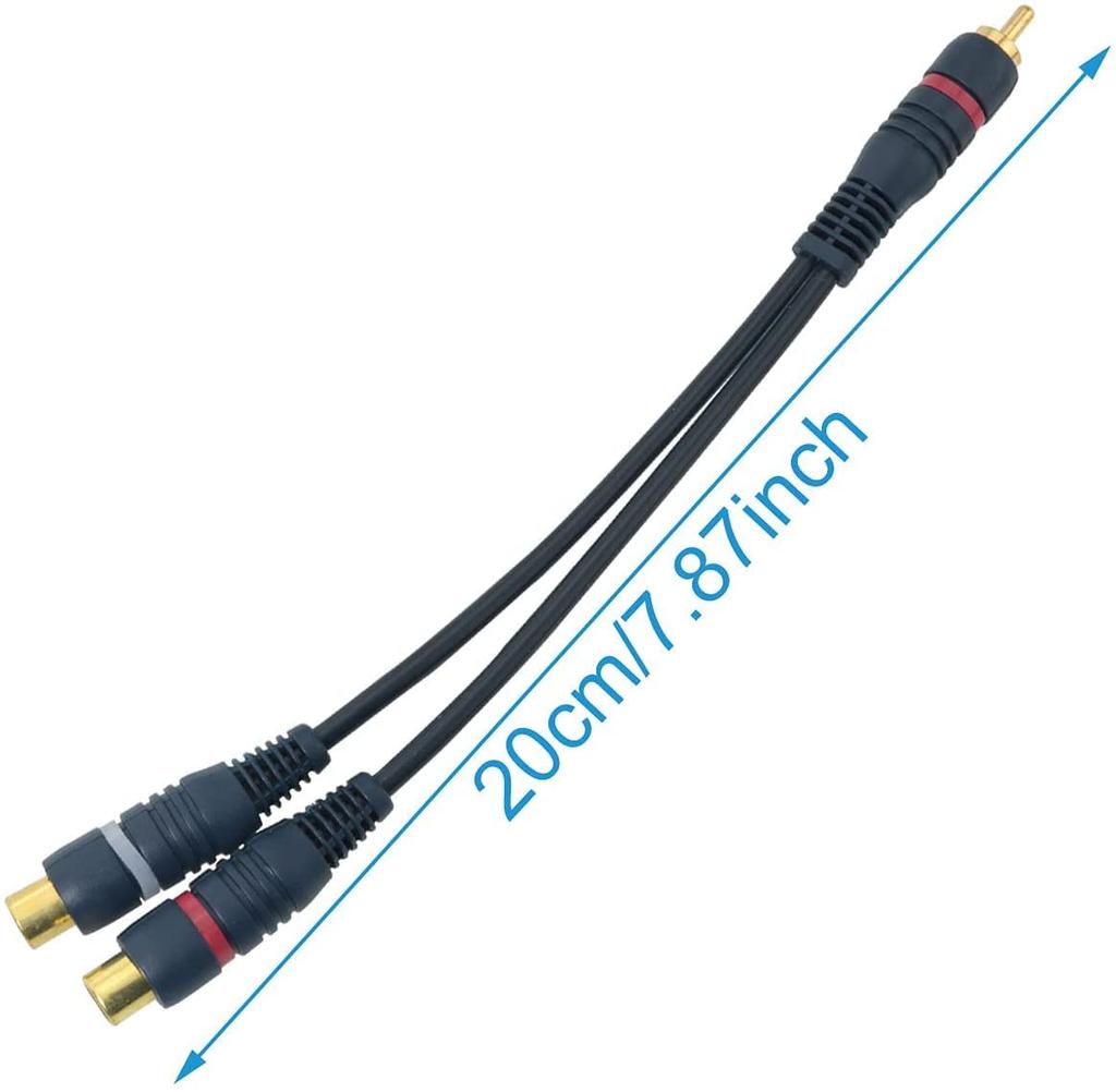 YFFSFDC RCA Splitter RCA Male to 2RCA Video RCA Audio Mono to Stereo Subwoofer Gold for Car Car Navigation Rear of Cable, Female, Audio, Y-Type Cable,