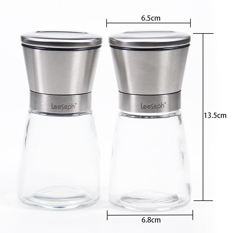 Mlýnek na sůl Sada 2 nerezových mlýnků na pepř a mlýnku na sůl s nastavitelným keramickým rotorem