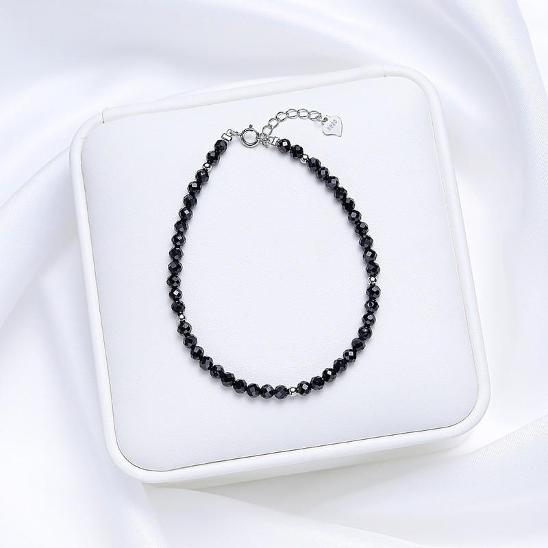 Handmade Faceted Natural Stone Bracelet Women With Tourmaline Amethyst Spinel Crystal Clasp Black Spinel