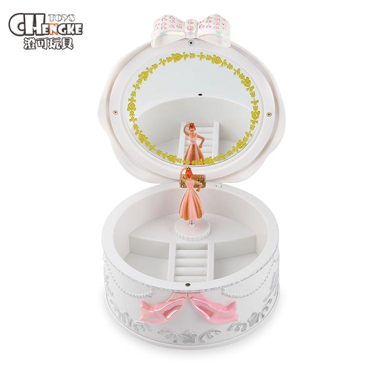 Creative With Makeup Mirror Rotating Ballet Music Box Music Box Jewelry Box Birthday Gift