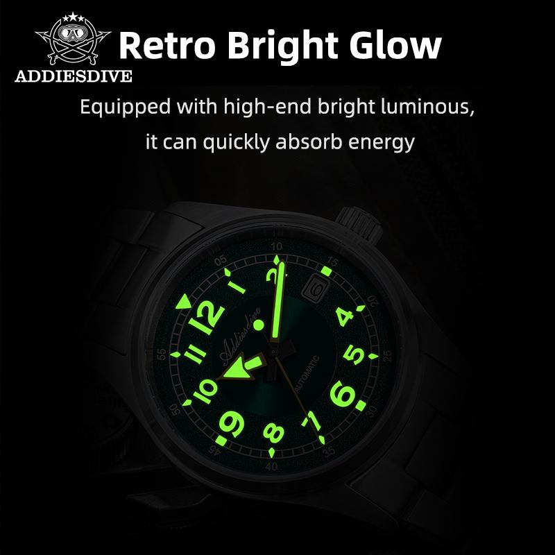 ADDIESDIVE AD2055 Men's Automatic Mechanical Watch NH35A Stainless Steel Luxury 200M Diving Waterproof Luminous Dress Watch